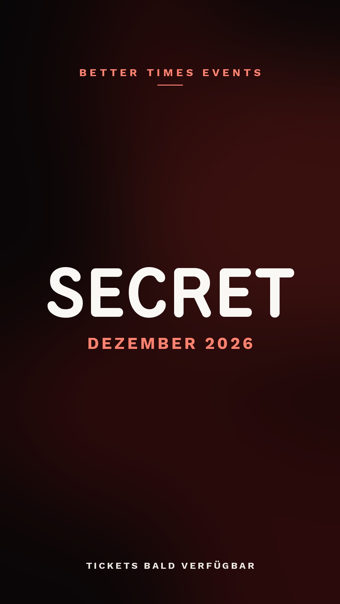 Teaser zweites Secret Event Dezember 2026 in Baden-Baden